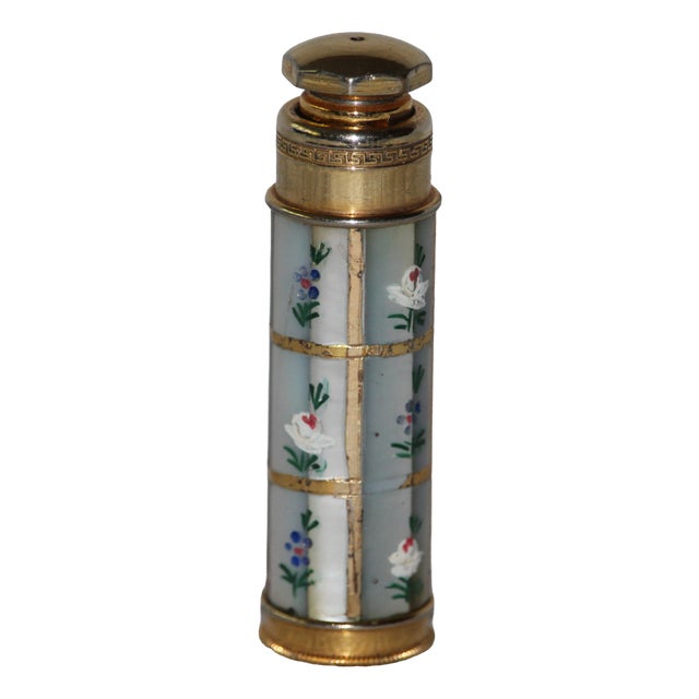 Gold Perfume Atomizer Floral Decor, 1950s For Sale