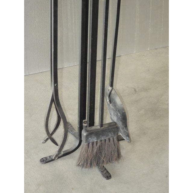 Metal Set of Three Vintage French Country Black Iron Fireplace Tools Plus Poker Tool For Sale - Image 7 of 17