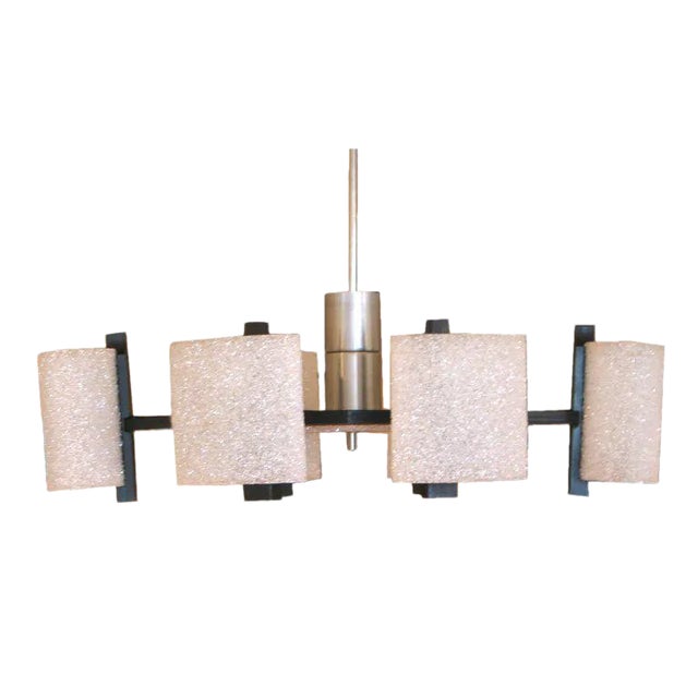 1950s Mid-Century Modern Chandelier With Crushed Acrylic Shades For Sale