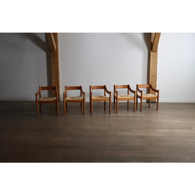 Vico Magistretti Vintage Italian Carimate Chairs by Vico Magistretti, 1960s, Set of 5 For Sale - Image 4 of 14