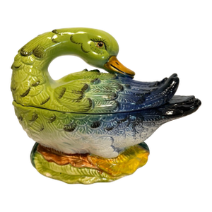 Mid 20th Century Neiman Marcus Italian Porcelain Duck Trinket Dish