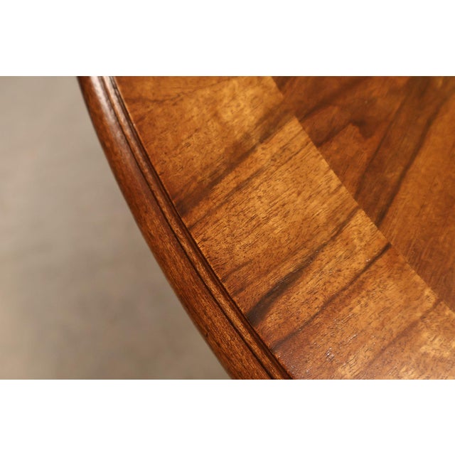 Karges Walnut Round Extendable Dining Table With Three Leaves For Sale - Image 10 of 18