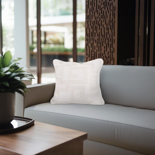 Indoor/Outdoor Pillow 24 x 24 Syros Natural For Sale - Image 11 of 11