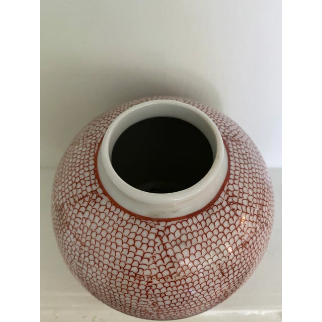 Vintage Nora Fenton Orange & White Vase For Sale - Image 4 of 5