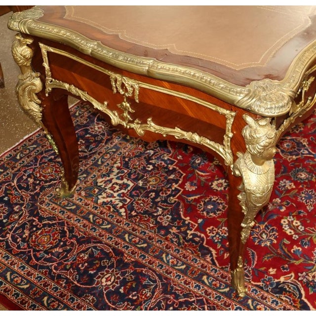​Mid 20th Century Bronze Mounted Louis XV French Style Kingwood Writing Desk Bureau Plat For Sale In New York - Image 6 of 15