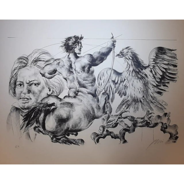 Hans ERNI (1909-2015) Sagittarius - 1970 Original lithograph on Rives Vellum Paper signed in pencil by the artist One of...