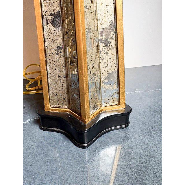 Contemporary Geometric X-Form Mirrored Table Lamps - a Pair For Sale - Image 3 of 5
