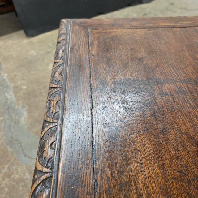 Mid 19th Century Jacobean Carved Oak Barley Twist H-Stretcher and Leg Writing Table For Sale - Image 15 of 18