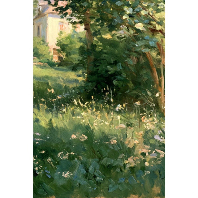 Green French Country Impressionist Landscape Art Print – Cottage Garden, 10" X 13" For Sale - Image 8 of 9