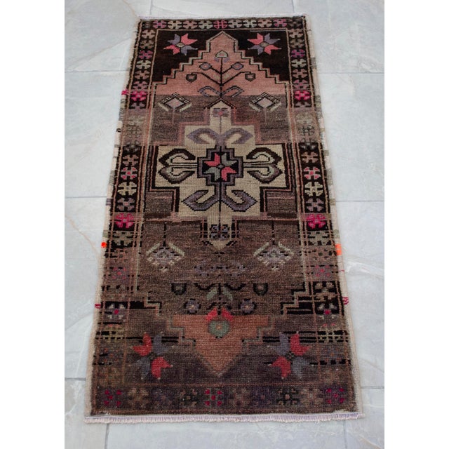 Hand Knotted Small Turkish Rug - 19" X 42" For Sale - Image 13 of 15