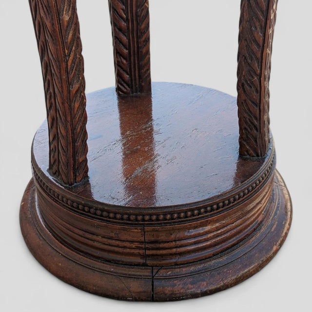 Art Nouveau Art Nouveau Carved Wood and Glass Pedestal Side Table, Early 20th Century For Sale - Image 3 of 10