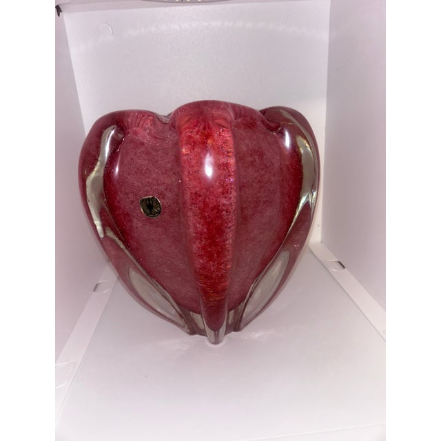 Beautiful Vintage Tokyo Glass Murano Style Art Glass Bowl / Centerpiece – Cranberry Pink Controlled Bubble Glass, 8 LBS For Sale In Los Angeles - Image 6 of 8