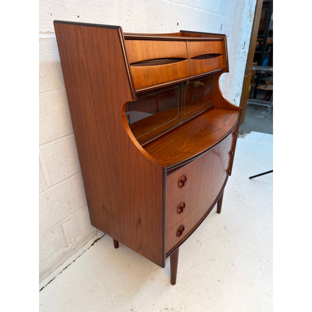 Brown Mid-Century Modern Teak Secretary Desk Attributed to Gunnar Falsig for Falsig Møbler For Sale - Image 8 of 16