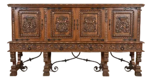 R. J. Horner Style Renaissance Revival Monumental Ornate Carved Oak Sideboard or Bar Cabinet