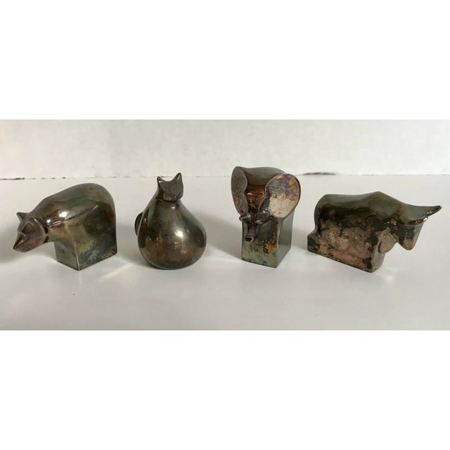 Mid-Century Modern Vintage Dansk Silver Animal Paperweight Decor Set of 4 For Sale - Image 3 of 8