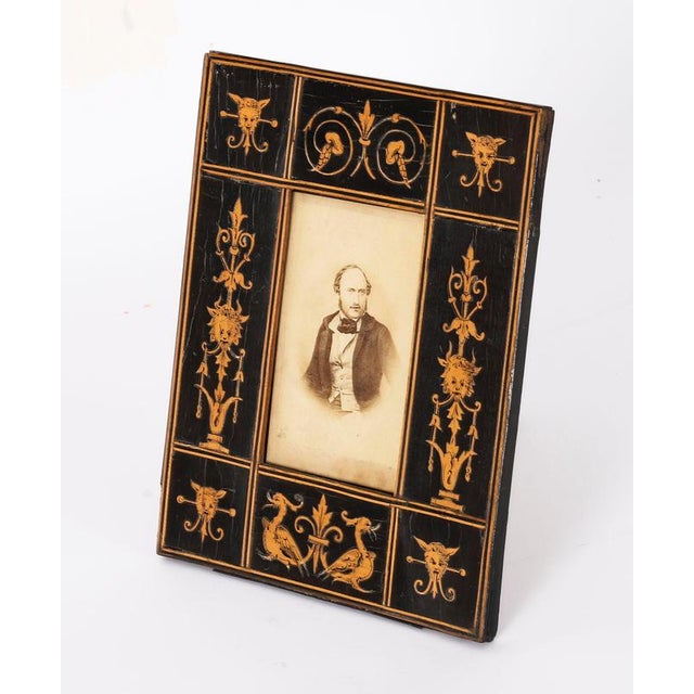 A truly superb decorative Italian Sorrento olive wood photo frame retailed by Poultons, 352 Strand W.C, London, circa 1860...