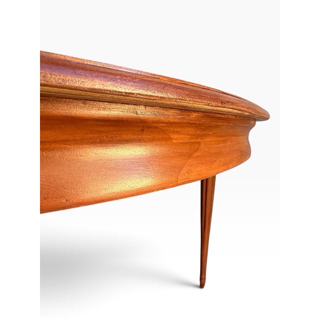 Vintage Mid-Century Modern Refinished Oval Extension Dining Table With Two Leaves For Sale - Image 9 of 10