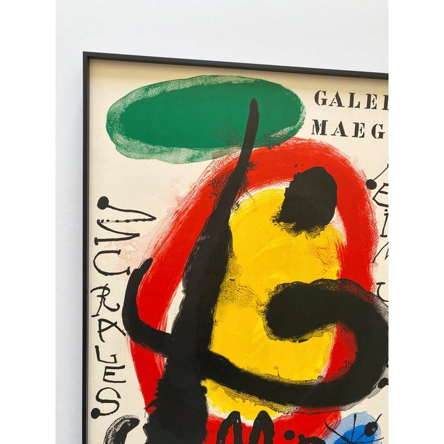 Joan Miró Joan Miro Vintage 1961 Mid Century Modernist Fine Art Lithograph Print " Murales - Peintures " Framed Paris Exhibition Poster For Sale - Image 4 of 16