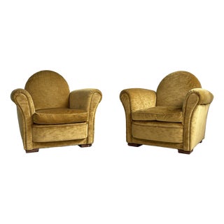 Mid-Century Modern Italian Yellow Velvet Chairs by Tito Agnoli for Poltrona Frau, 1950s, Set of 2 For Sale