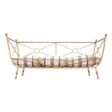 Giacometti Style Neoclassical Gilt Iron Daybed or Sofa 7 Ft For Sale