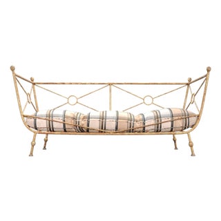 Giacometti Style Neoclassical Gilt Iron Daybed or Sofa 7 Ft For Sale