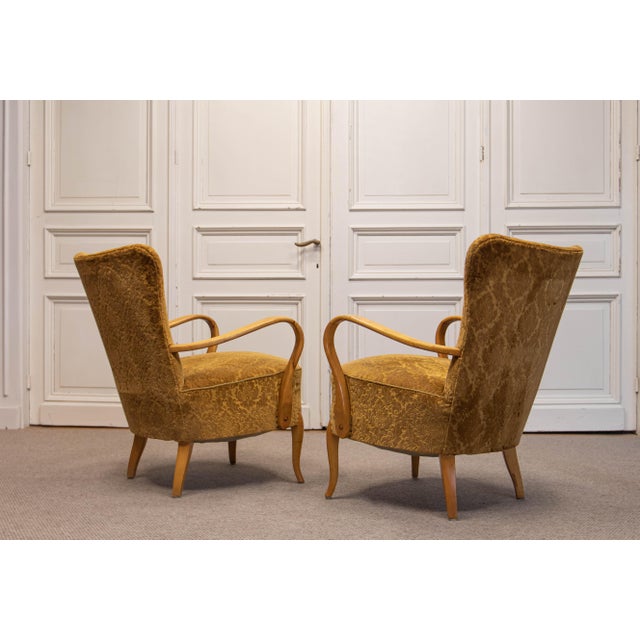 1940s Danish Modern Lounge Chairs by Alfred Christensen for Slagelse Møbelværk, 1940s, Set of 2 For Sale - Image 5 of 14