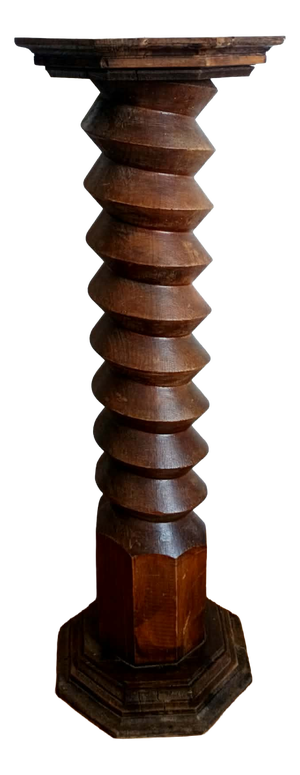Screw-on Press Stand in Carved Wood, 1950s