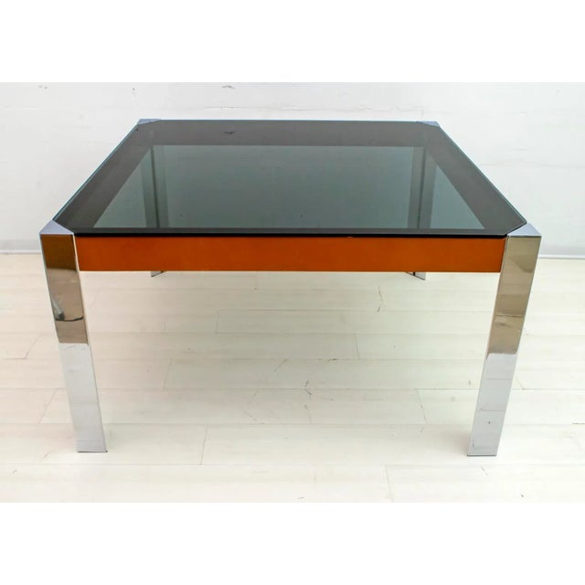 Mid-Century Italian Chrome Metal and Leather Dining Table, 1970s For Sale - Image 6 of 9