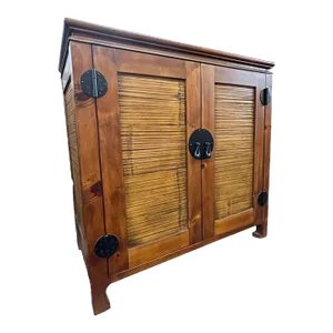 Oriental James Mont Style Koa & Stick Rattan Stereo Cabinet