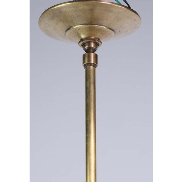1910s X-Ray Glass Brass Pole Double Down Pendant Light For Sale - Image 12 of 12