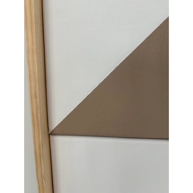 Wood Abstract Contemporary Op Art Geometric Hard Edge Triptych Painting, Wood Framed, Signed Lee Fine For Sale - Image 7 of 10