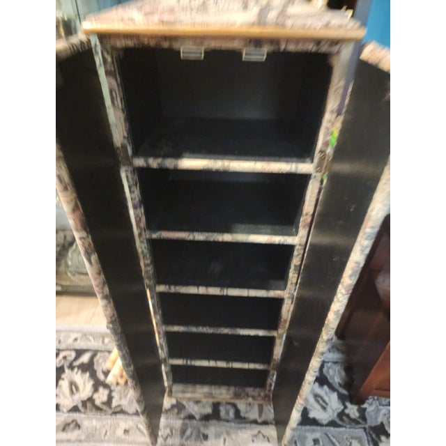 1980s Tapestry-Covered Cabinet – Parisian Scene Motif For Sale In Houston - Image 6 of 12