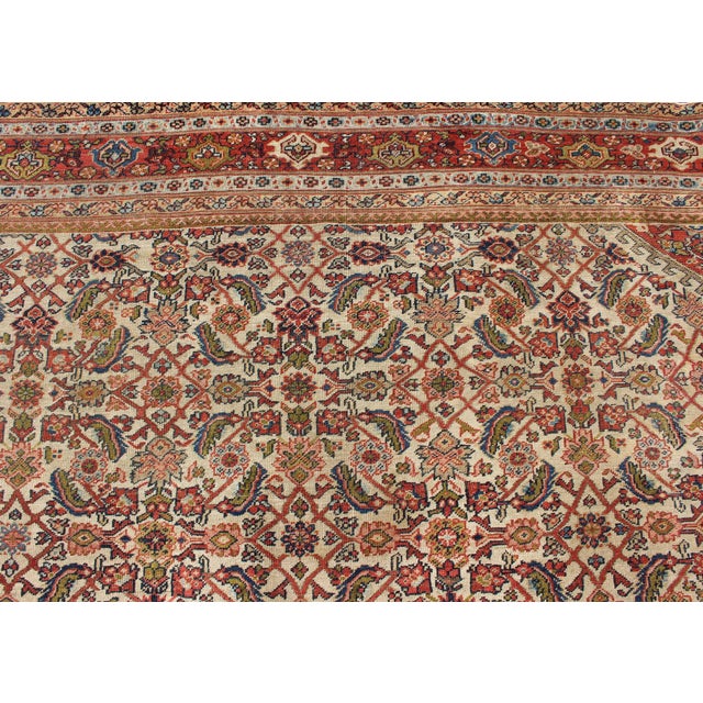 Ivory Antique Persian Ferahan Rug With All-Over Herati Design in Ivory 10'9"x13'8" For Sale - Image 8 of 9