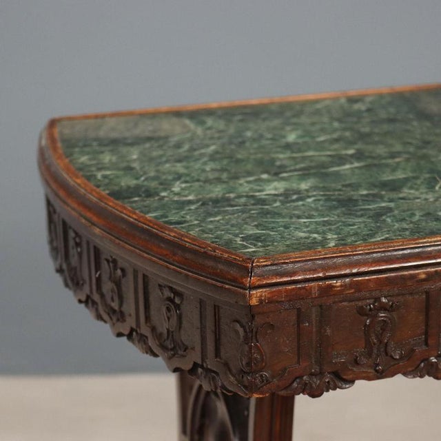 Walnut Center Table with Marble Top For Sale - Image 3 of 9