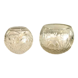 Pair of Vintage Waterford Style , Essex by Crystal Clear Hand Cut Rose Bowls