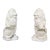 Pair Large White Glazed Ceramic Figures of Entryway Lions Paws Raised on Shield For Sale