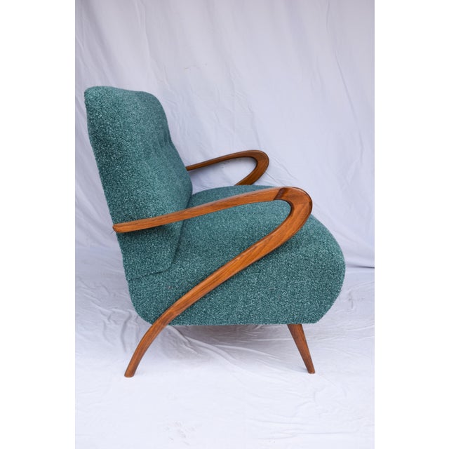 Italian Mid-Century Settee - Sofà Carlo Mollino Style in Teal Green For Sale - Image 12 of 12