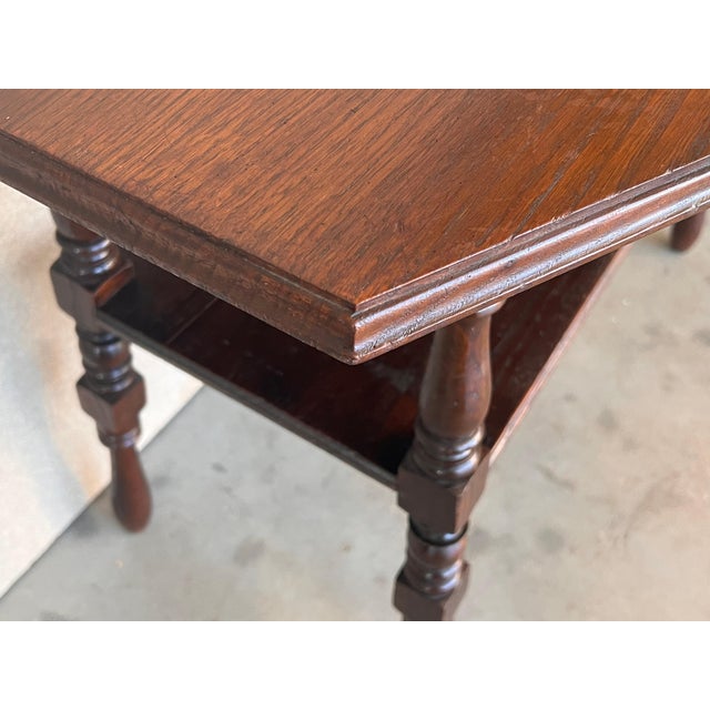 Early 20th Century Early 20th Century Country French Two-Tier Walnut Console Side Table For Sale - Image 5 of 18