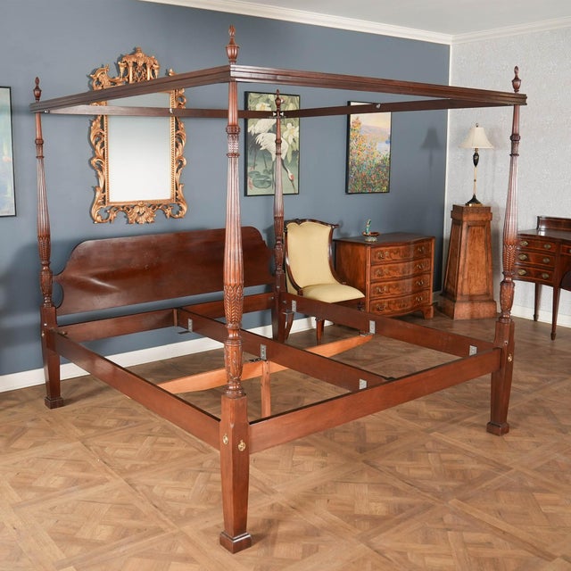 1990s Attributed to Hickory Furniture Canopy Poster Bed For Sale - Image 15 of 15
