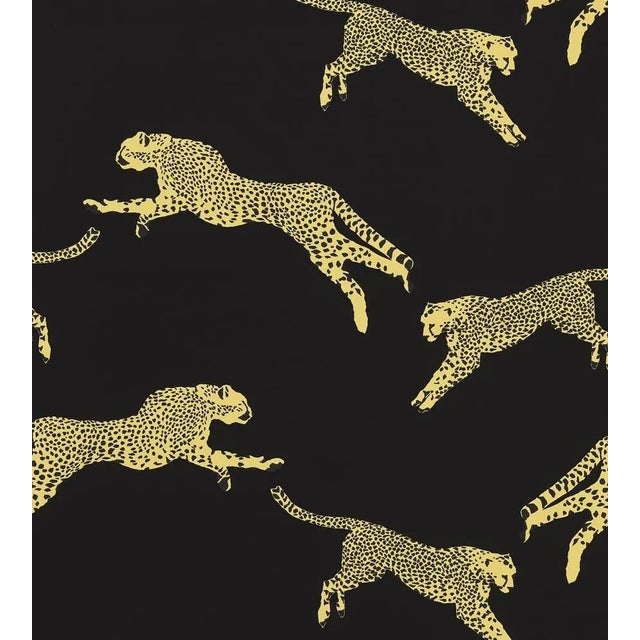Traditional The House of Scalamandré Leaping Cheetah Cotton Print Fabric, Black Magic For Sale - Image 3 of 3