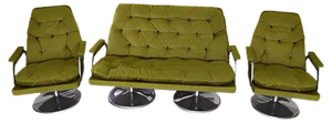 Sofa & Armchairs in Fabric, 1960s, Set of 3