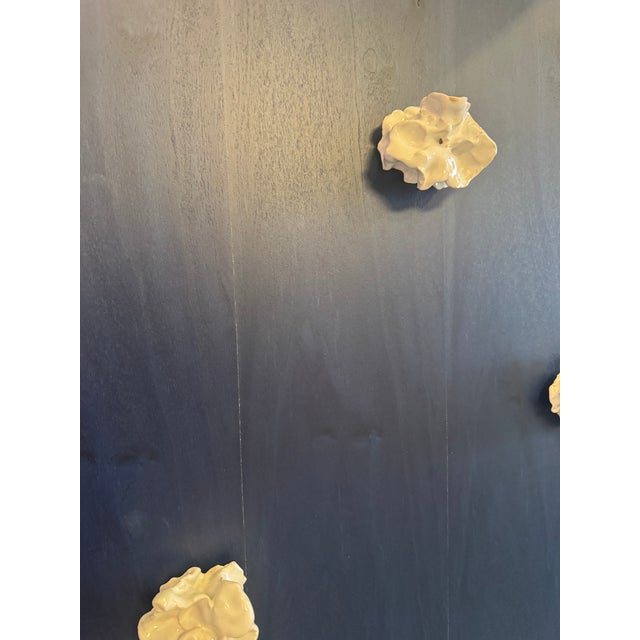 2010s Blossom, Blue Storage Cabinet With Handmade Ceramic Inserts, Double Doors, Limited Edition For Sale - Image 5 of 6