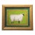 Sheep Minimalism Folk Art Americana English Traditional White Green Original Oil Painting by Cleo Plowden For Sale