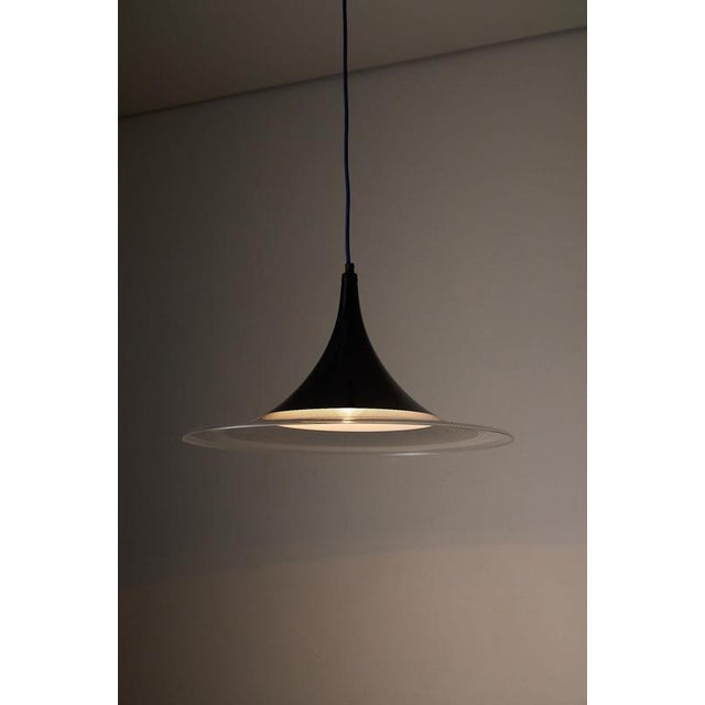 Pendant light, offers a Post-Modern twist on the classic Danish "Semi" trumpet shape. The fixture features a wide (50.5...