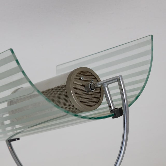 Floor Lamp with Marble Base and Curved Glass Shade, 1990s For Sale - Image 3 of 12