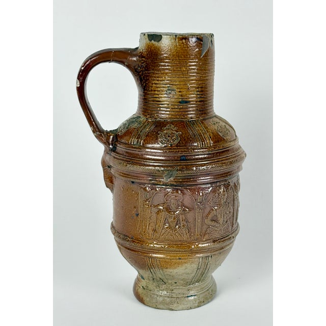 17th Century Early 1600's German Raeren Stoneware Jug For Sale - Image 5 of 11