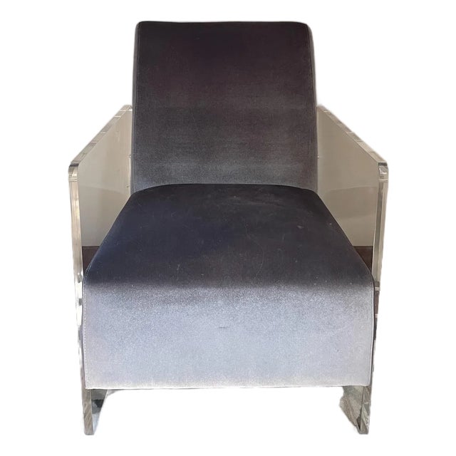 1980s Acrylic Periwinkle Performance Velvet Chair For Sale