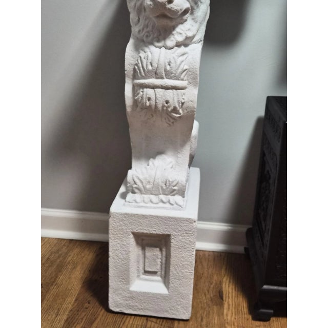 1980s Vintage Neoclassical Egyptian Revival Sandstone Sphinx Pedestal Console Table For Sale - Image 5 of 9
