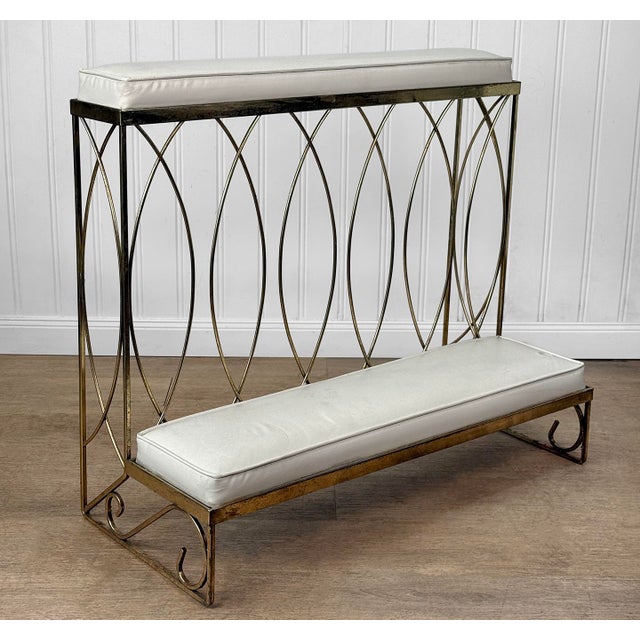 Mid-Century Modern Mid-Century Brass & White Vinyl Sculptural Alter Kneeling Bench For Sale - Image 3 of 10