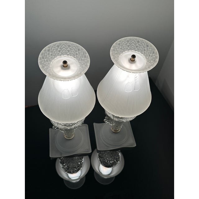 Early 20th Century Art Deco Glass Boudoir Lamps - A Pair For Sale - Image 5 of 12